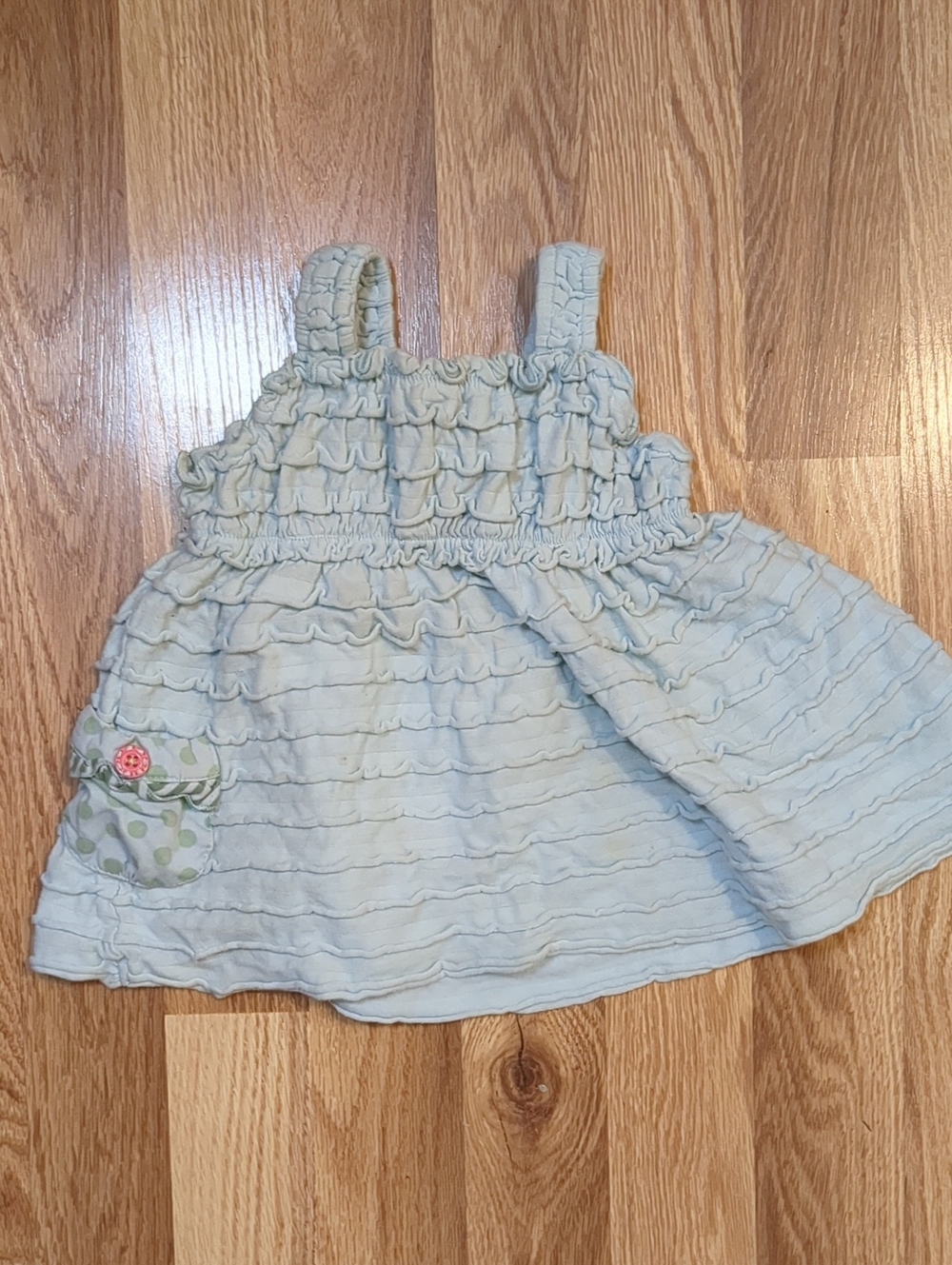 Matilda Jane light blue ruffle sundress with pocket applique